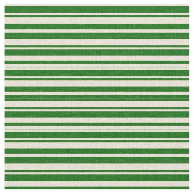Bisque and Dark Green Coloured Lines Fabric (Close Up)