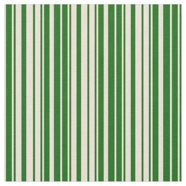 Bisque and Dark Green Stripes Pattern Fabric (Close Up)