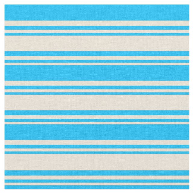 Bisque and Deep Sky Blue Stripes Fabric (Close Up)