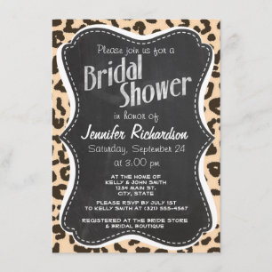 Bisque Colour Leopard Print; Retro Chalkboard Invitation