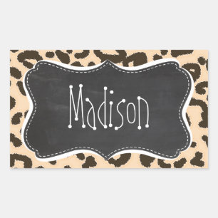 Bisque Colour Leopard Print; Retro Chalkboard Sticker