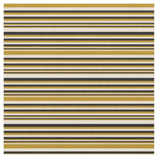Bisque, Dark Goldenrod & Black Coloured Lines Fabric (Close Up)