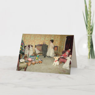 Bisque Dolls at Christmas Card