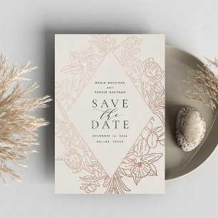 Bisque   Floral Diamond Foil Enregistrer la carte 