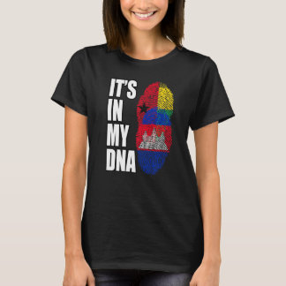 Bissau Guinean And Cambodian Mix DNA Flag Heritage T-Shirt