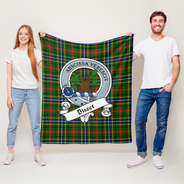 Bisset Pattern Clan Badge Tartan Plaid Fleece Blanket (In Situ)
