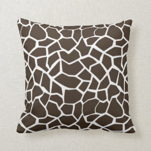 Bistre Brown Giraffe Animal Print Throw Pillow