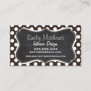 Bistre Brown Polka Dots; Retro Chalkboard Business Card