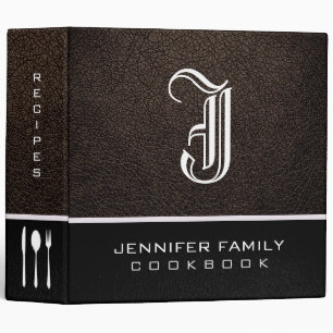 Bistre Leather Family Recipes Monogram Binder