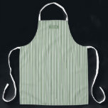 Bistro Foodie Green Ivy Café Stripe Pattern Apron<br><div class="desc">Chic and trendy ivy sage green and white bistro stripe pattern foodie apron. Template text space for name,  initials or kitchen lingo.</div>