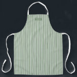 Bistro Foodie Green Ivy Café Stripe Pattern Apron<br><div class="desc">Chic and trendy ivy sage green and white bistro stripe pattern foodie apron. Template text space for name,  initials or kitchen lingo.</div>