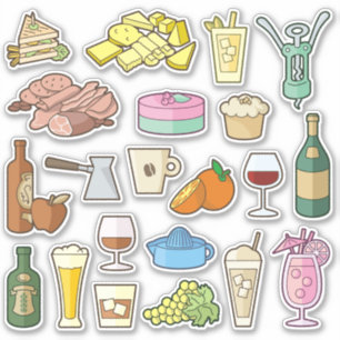 Bistro Menu Icônes Collection Stickers