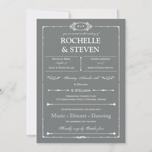 Bistro  Wedding Invitation (Front)