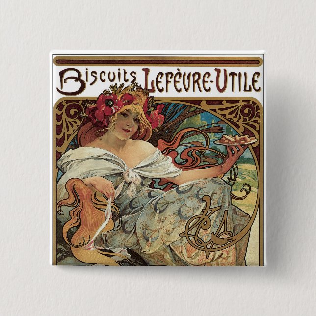Bisuits Lefevre-Utile 2 Inch Square Button (Front)