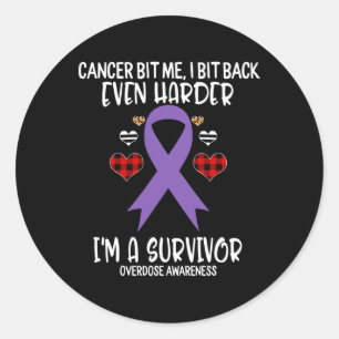 Bit Me I Bit Harder I'm Survivor Awareness Ribbon Classic Round Sticker