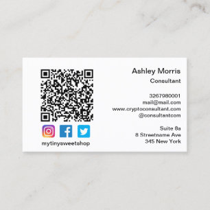 Bit Me Pink QR Code Logo Social Media White Business Card