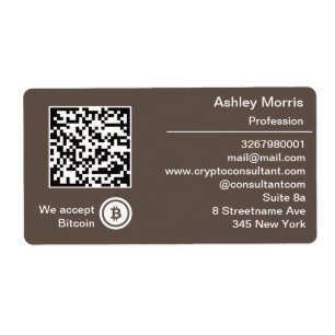 Bit Me QR Code Nous Acceptons Bitcoin Logo Brown