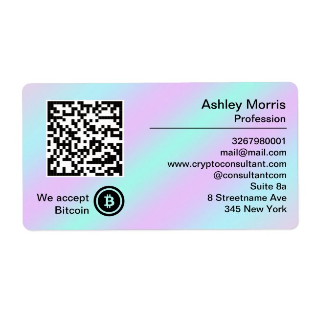 Bit Me QR Code Nous Acceptons Bitcoin Logo Hologra (Devant)