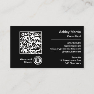Bit Me QR Code We Accept Bitcoins Custom Black Business Card