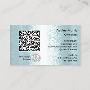 Bit Me QR Code We Accept Bitcoins Custom Blue Business Card