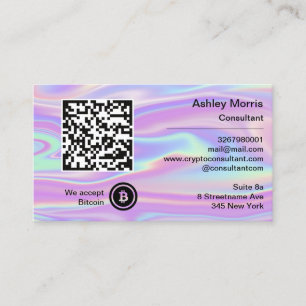 Bit Me QR Code We Accept Bitcoins Holographic Business Card