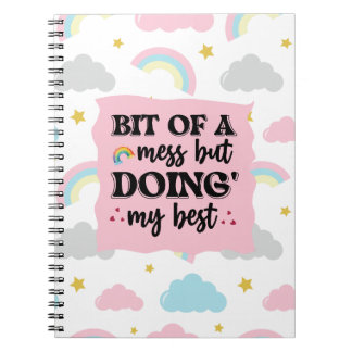 "Bit of a Mess" Cute Cloud & Rainbow Notebook