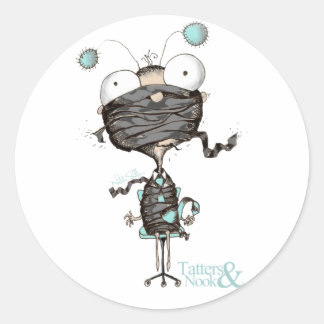 "Bit Tied Up" -  Quirky Teal & White Stickers