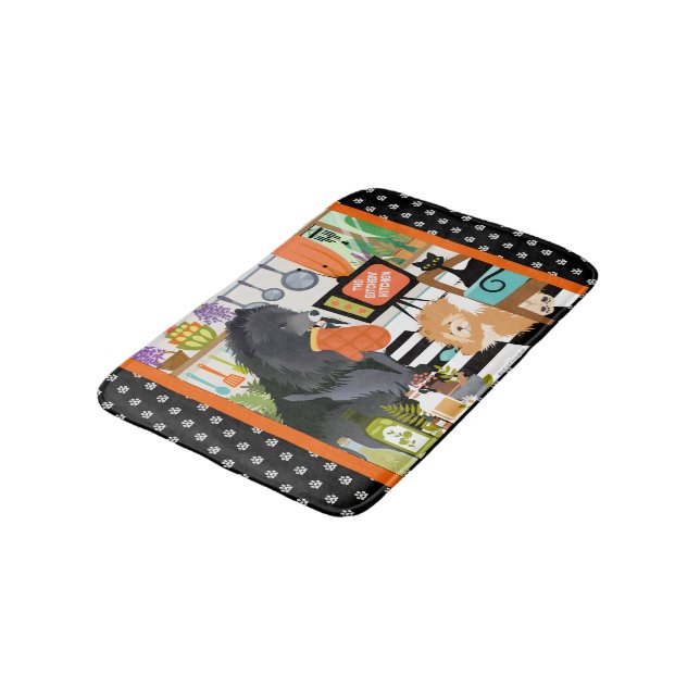 BITCHEN KITCHEN cute dog cooking chef floor mat (Angled)