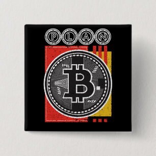 Bitcoin Сryptocurrency Plan B 2 Inch Square Button