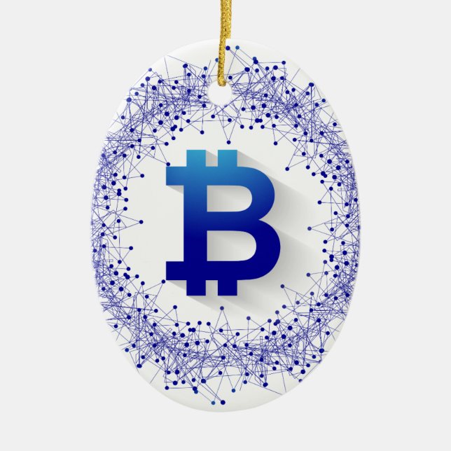 Bitcoin 5 ceramic ornament (Front)