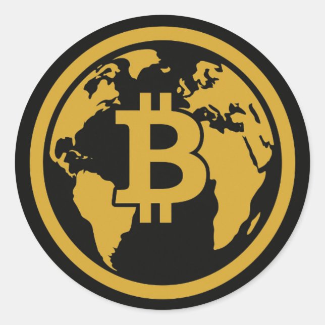 Bitcoin a global asset classic round sticker (Front)