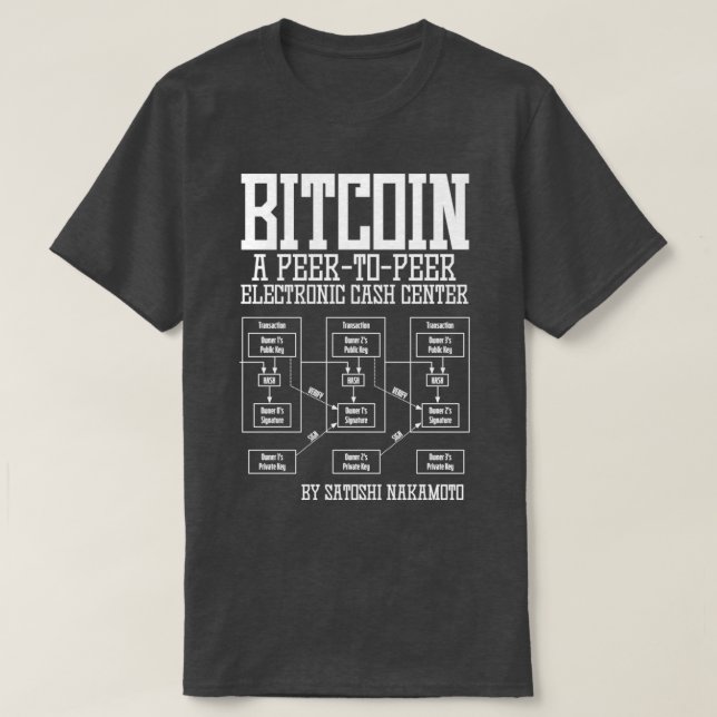 Bitcoin A Peer to Peer Electronic Cash Centre T-Shirt (Design Front)