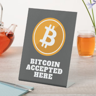 Bitcoin Accepted Here - digital cryptocurrency Pedestal Sign