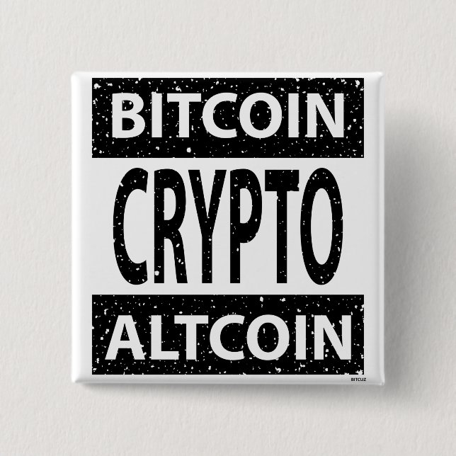 Bitcoin Altcoin Crypto 2 Inch Square Button (Front)