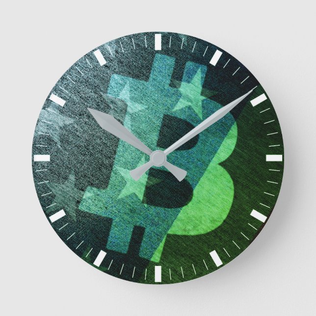 Bitcoin America ₿ (Green) Round Clock (Front)
