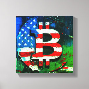 Bitcoin America (Style: Green) Oil Painting Canvas Print
