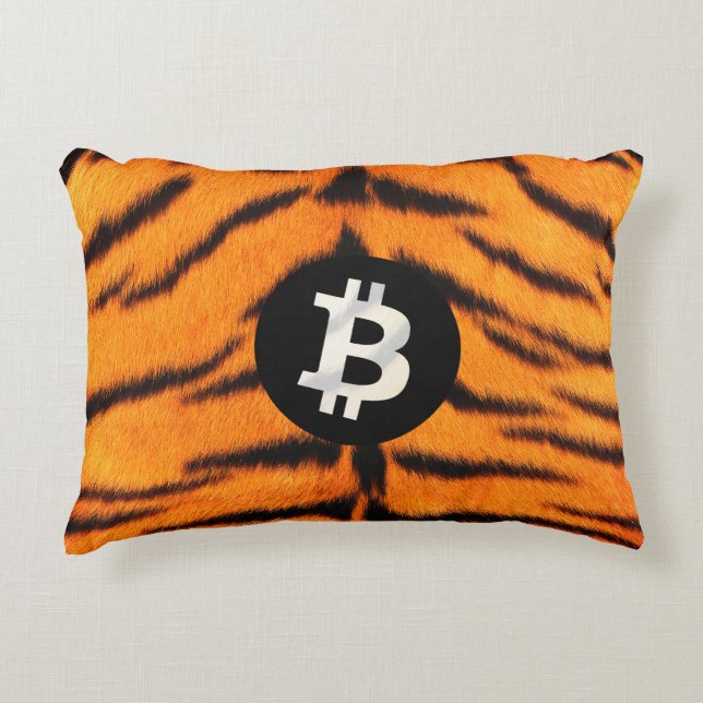 Bitcoin Animal (Tiger, Style 1) Accent Pillow (Front)