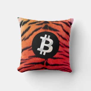 Bitcoin Animal (Tiger, Style 2) Throw Pillow