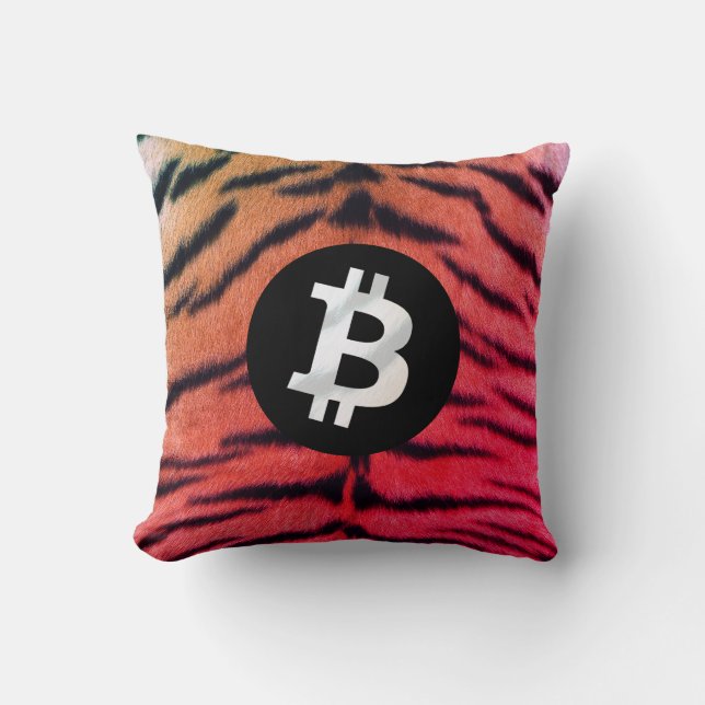 Bitcoin Animal (Tiger, Style 2) Throw Pillow (Front)