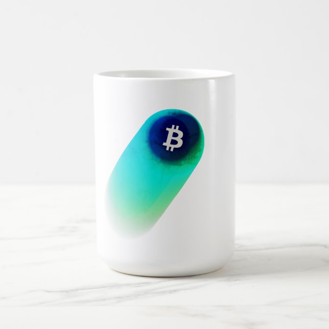 Bitcoin Art (Comet - Style 2, White) Coffee Mug (Center)