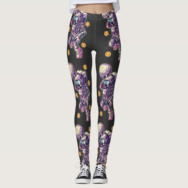 Bitcoin Astronaut to the moon - Bitcoin Crypto  Leggings (Front)