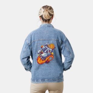 Bitcoin Astronaut to the moon - BTC Crypto Denim Jacket