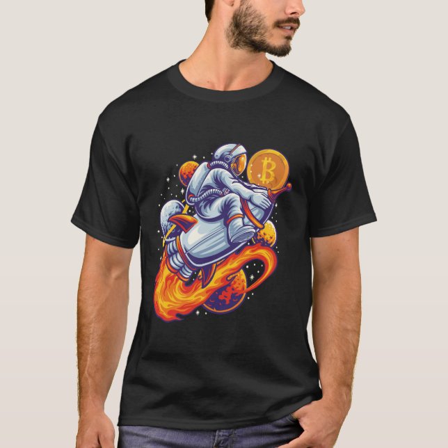 Bitcoin Astronaut to the moon - BTC Crypto T-Shirt (Front)