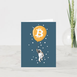 Bitcoin Astronaut to the moon - Btc Crypto Thank You Card