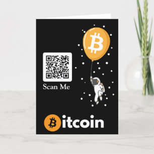 Bitcoin Astronaut to the moon - Btc Qr code Crypto Thank You Card
