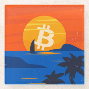 Bitcoin Beach Glass Coaster