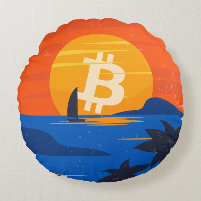 Bitcoin Beach Round Pillow (Front)