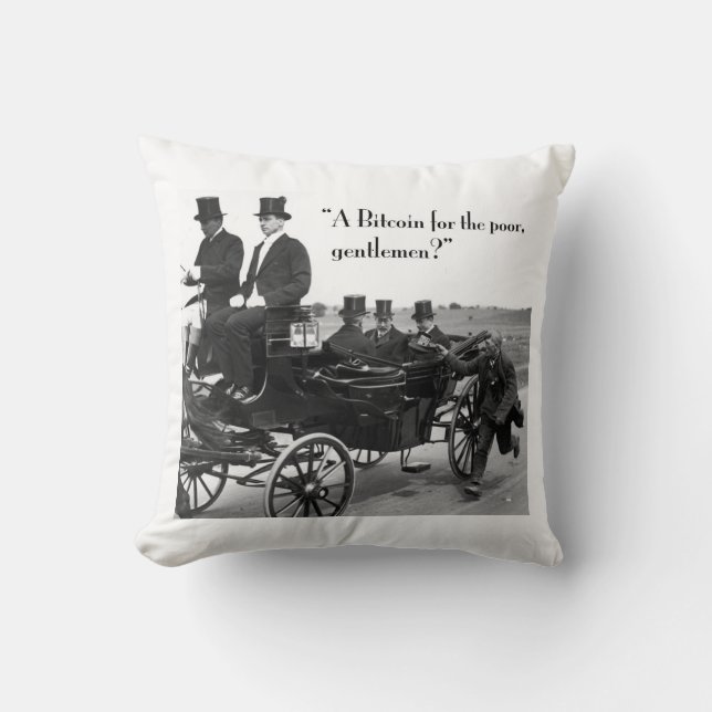 Bitcoin Beggar Throw Pillow (Front)