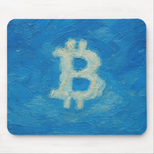 Bitcoin Blue Sky (Oil, Style: 2) Mouse Pad