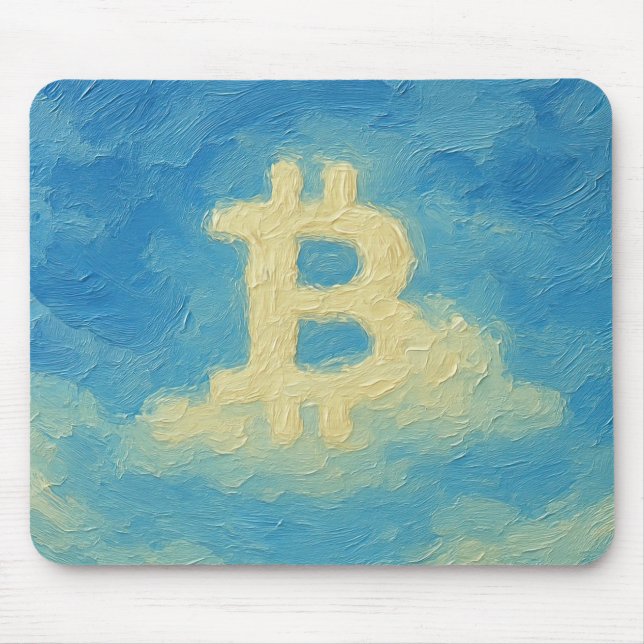 Bitcoin Blue Sky (Oil, Style: 4) Mouse Pad (Front)